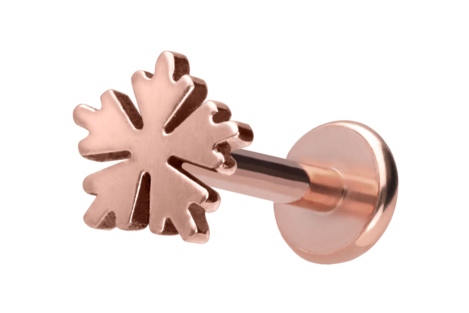 Titan Labret Piercing mit Push Fit SCHNEEFLOCKE